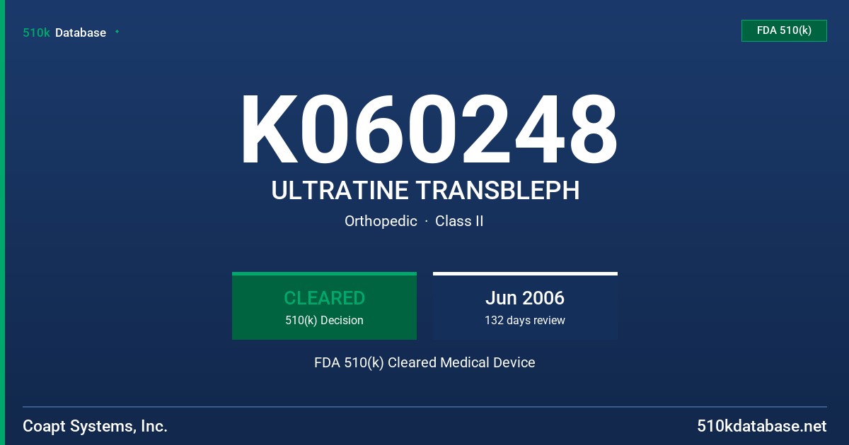 K060248 ULTRATINE TRANSBLEPH FDA 510(k) Cleared Medical Device