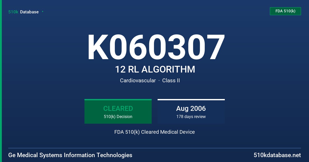K060307 12 RL ALGORITHM FDA 510(k) Cleared Medical Device
