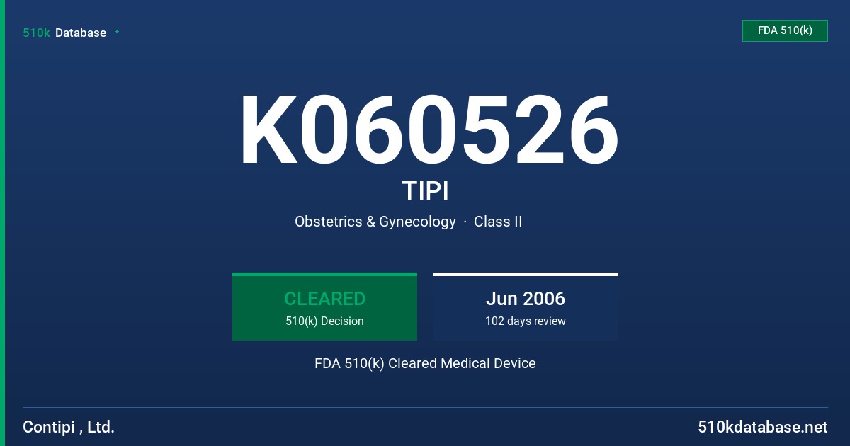 K060526 TIPI FDA 510(k) Cleared Medical Device