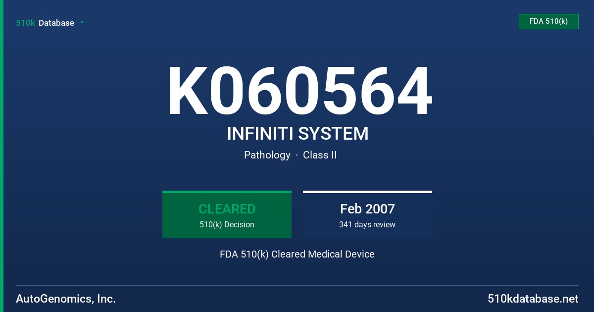 K060564 INFINITI SYSTEM FDA 510(k) Cleared Medical Device