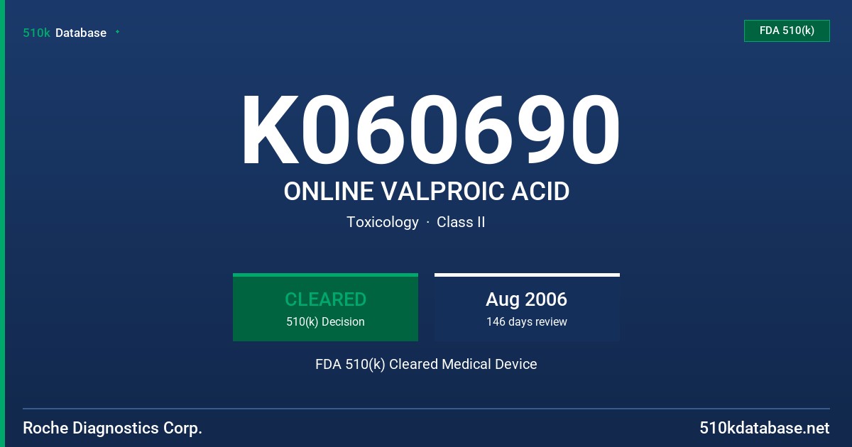 K060690 ONLINE VALPROIC ACID FDA 510(k) Cleared Medical Device