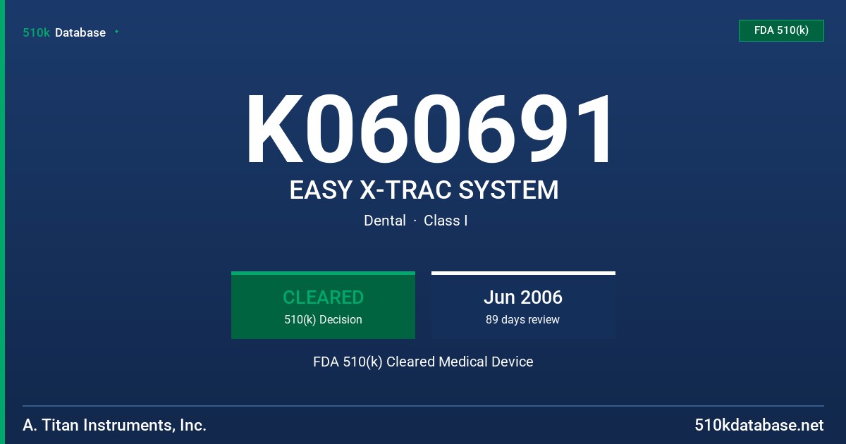 K060691 EASY X-TRAC SYSTEM FDA 510(k) Cleared Medical Device