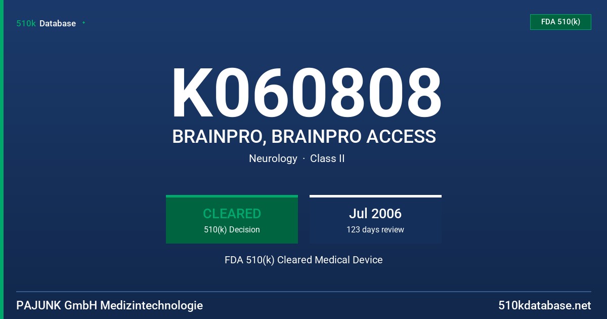 K060808 BRAINPRO, BRAINPRO ACCESS FDA 510(k) Cleared Medical Device
