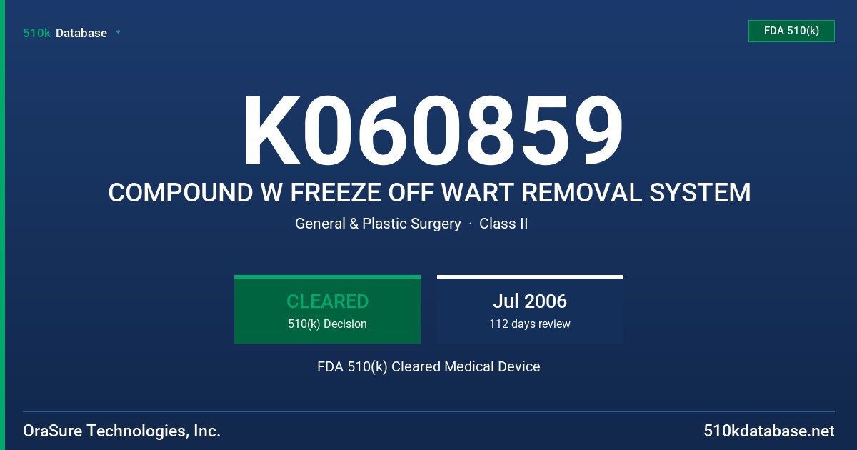 K060859 COMPOUND W FREEZE OFF WART REMOVAL SYSTEM FDA 510(k) Cleared Medical Device