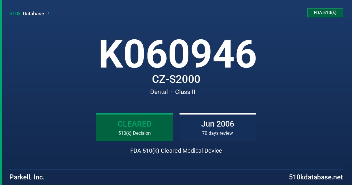 K060946 CZ-S2000 FDA 510(k) Cleared Medical Device
