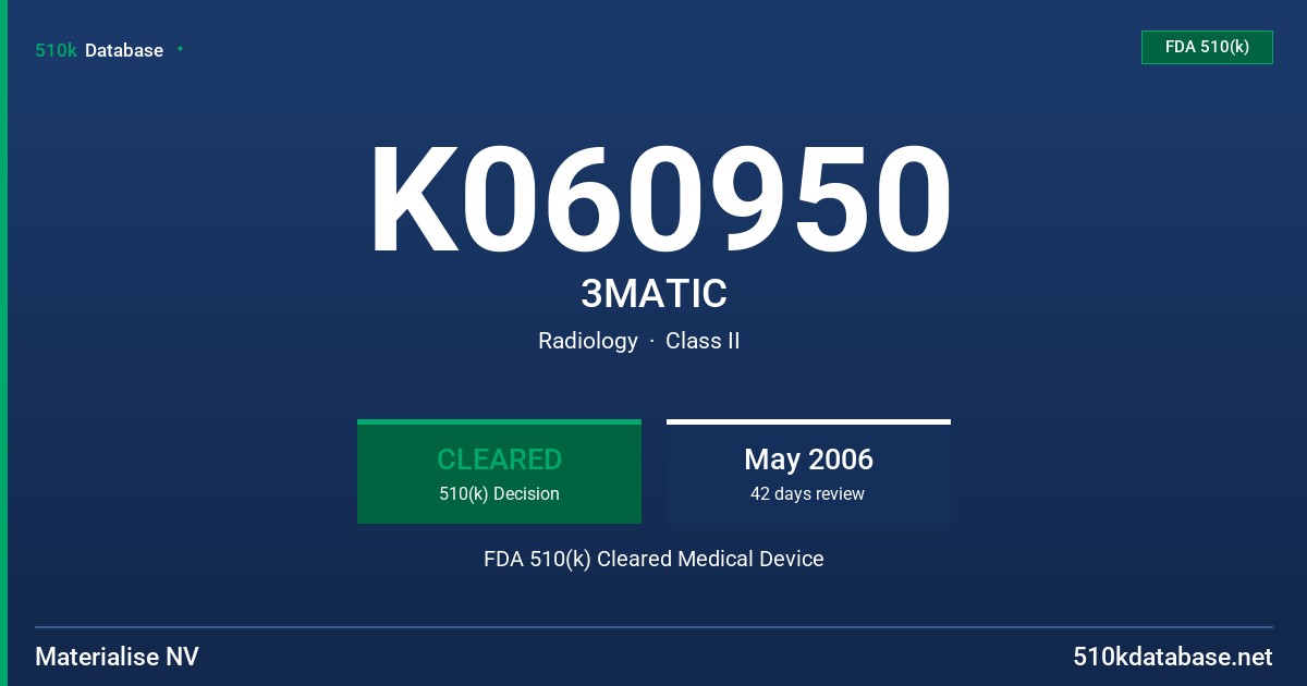 K060950 3MATIC FDA 510(k) Cleared Medical Device