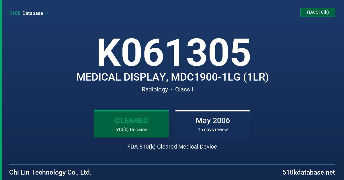 K061305 MEDICAL DISPLAY, MDC1900-1LG (1LR) FDA 510(k) Cleared Medical Device