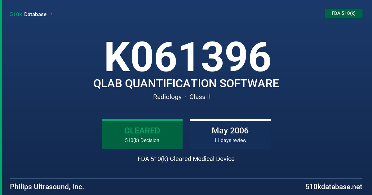 K061396 QLAB QUANTIFICATION SOFTWARE FDA 510(k) Cleared Medical Device