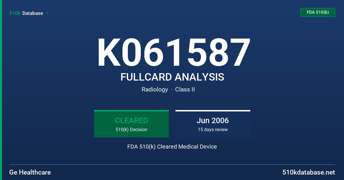 K061587 FULLCARD ANALYSIS FDA 510(k) Cleared Medical Device