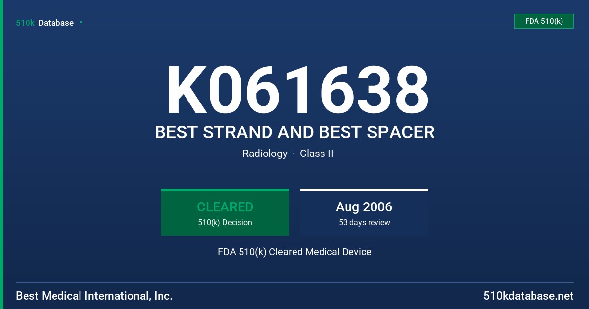 K061638 BEST STRAND AND BEST SPACER FDA 510(k) Cleared Medical Device