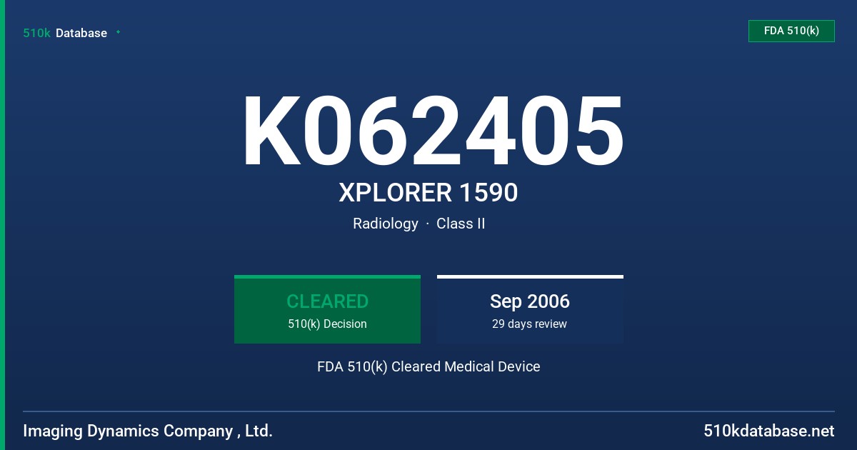 K062405 XPLORER 1590 FDA 510(k) Cleared Medical Device