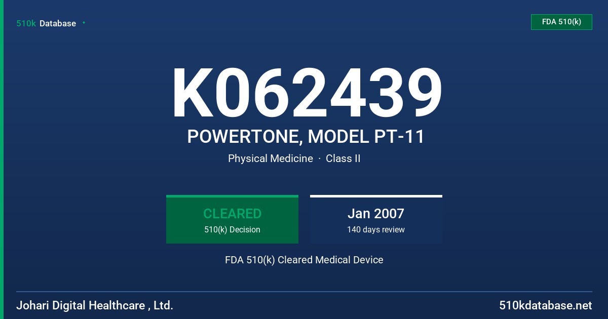 K062439 POWERTONE, MODEL PT-11 FDA 510(k) Cleared Medical Device