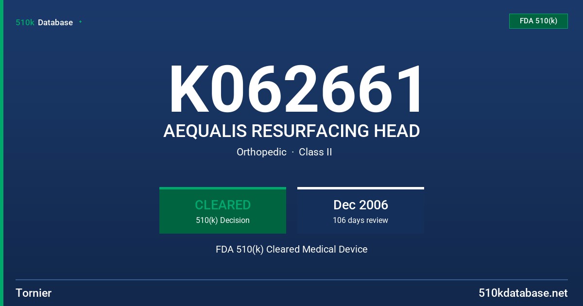 K062661 AEQUALIS RESURFACING HEAD FDA 510(k) Cleared Medical Device