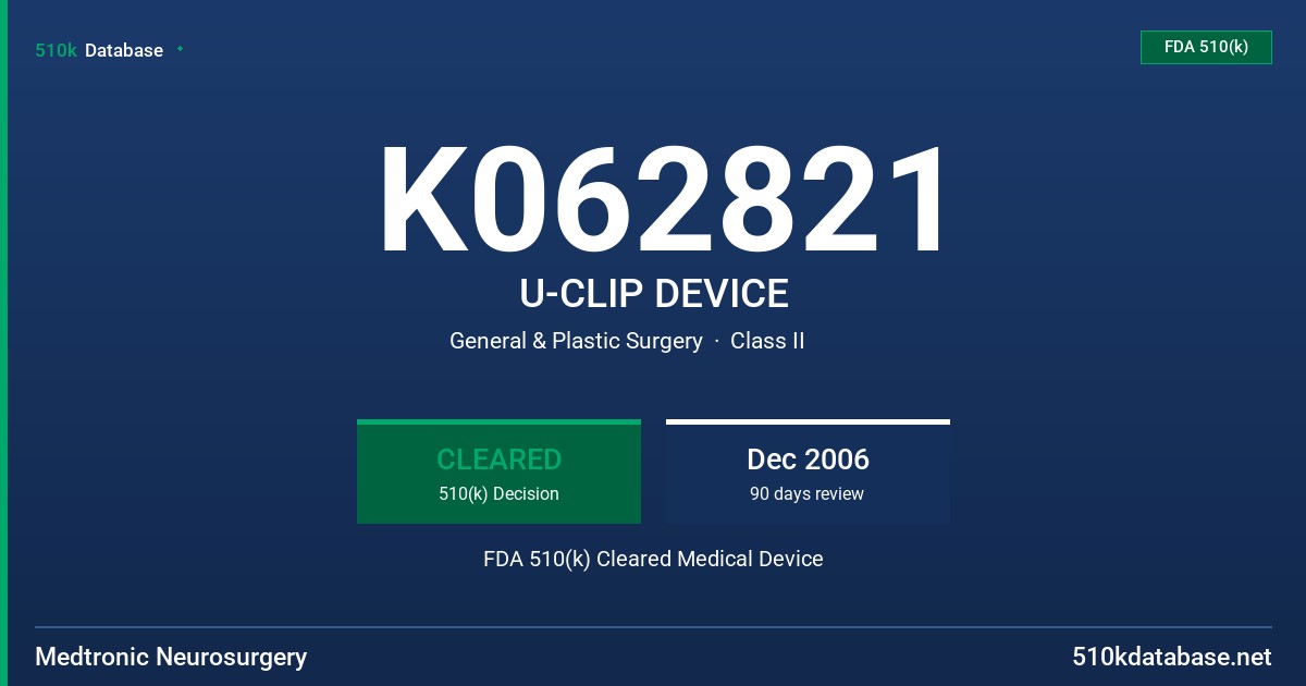 K062821 U-CLIP DEVICE FDA 510(k) Cleared Medical Device