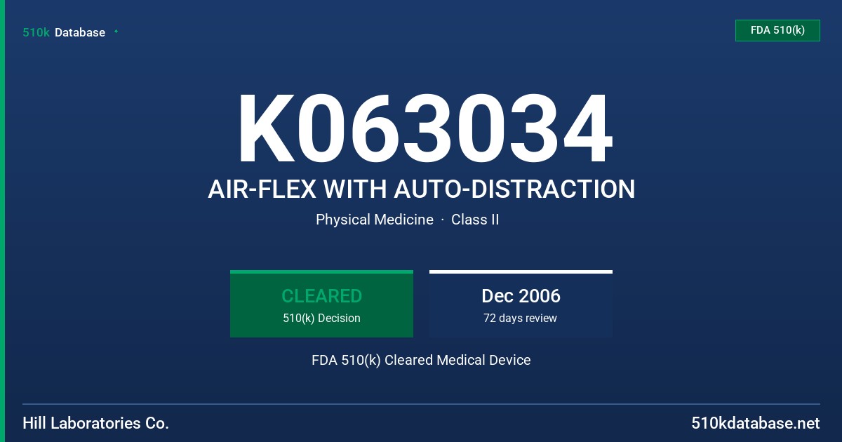 K063034 AIR-FLEX WITH AUTO-DISTRACTION FDA 510(k) Cleared Medical Device