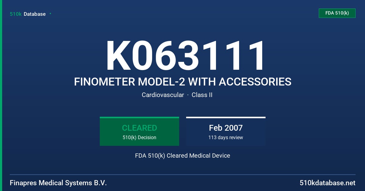 K063111 FINOMETER MODEL-2 WITH ACCESSORIES FDA 510(k) Cleared Medical Device