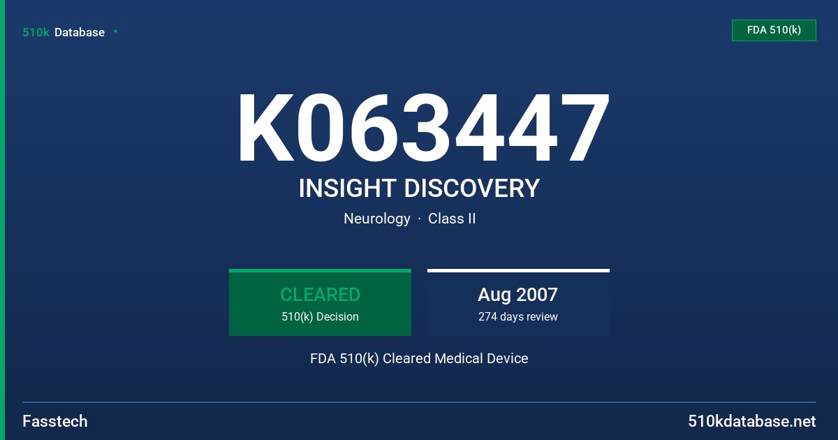 K063447 INSIGHT DISCOVERY FDA 510(k) Cleared Medical Device