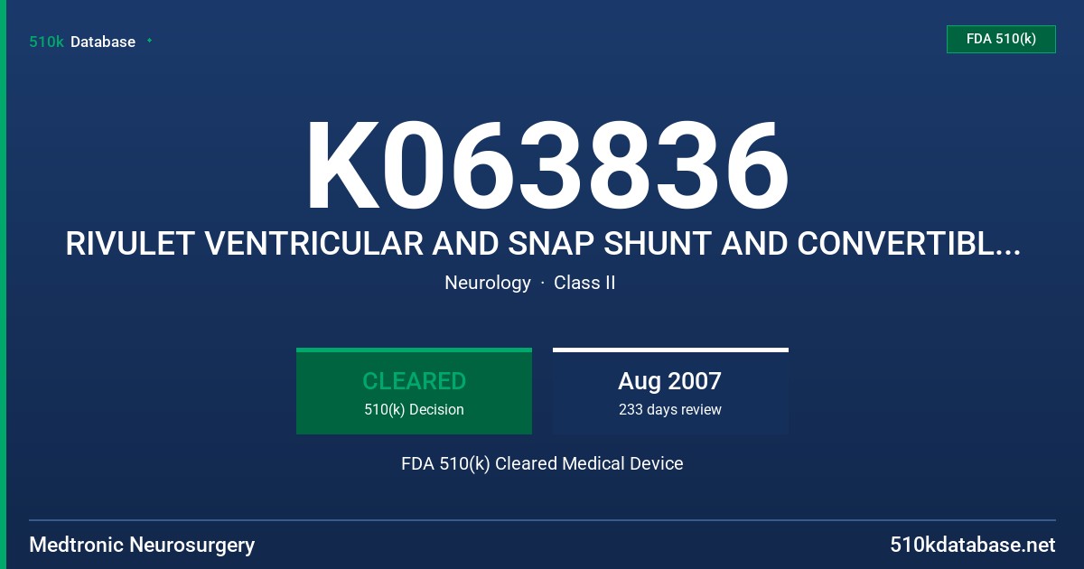 K063836 RIVULET VENTRICULAR AND SNAP SHUNT AND CONVERTIBLE VENTRICULAR CATHETERS, MODELS 41701 AND 41704-41715 FDA 510(k) Cleared Medical Device