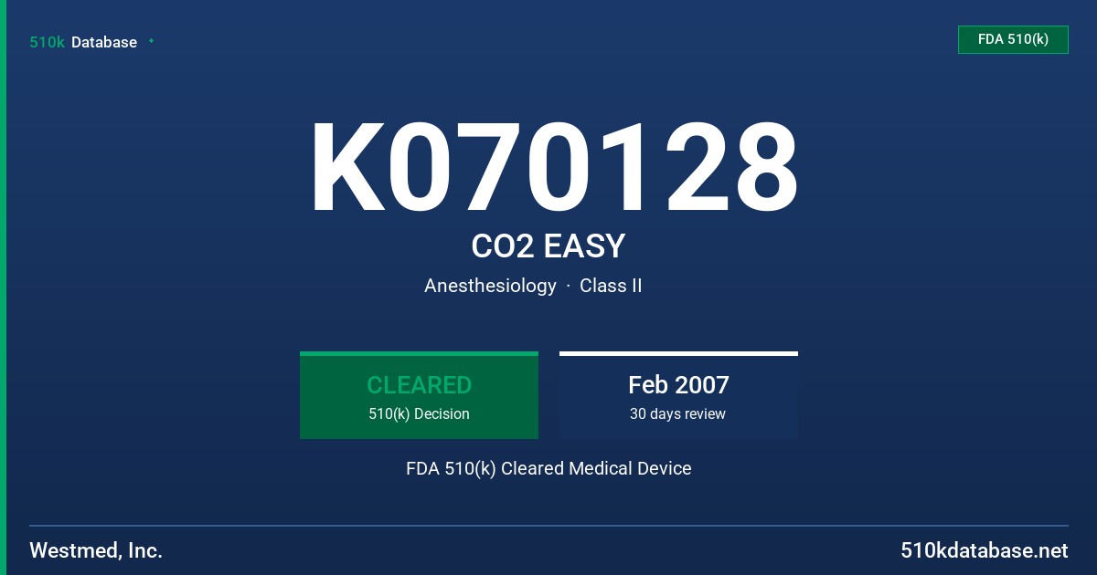 K070128 CO2 EASY FDA 510(k) Cleared Medical Device