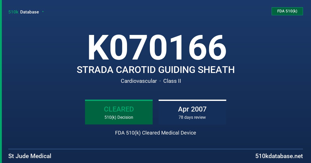 K070166 STRADA CAROTID GUIDING SHEATH FDA 510(k) Cleared Medical Device