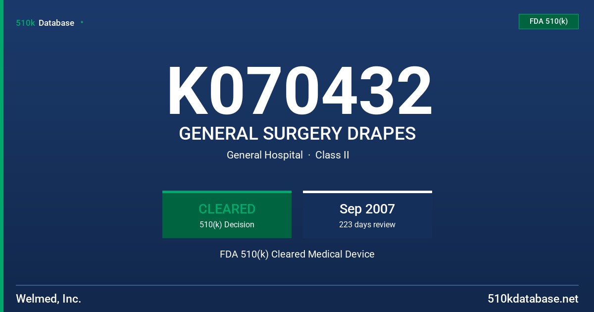 K070432 GENERAL SURGERY DRAPES FDA 510(k) Cleared Medical Device