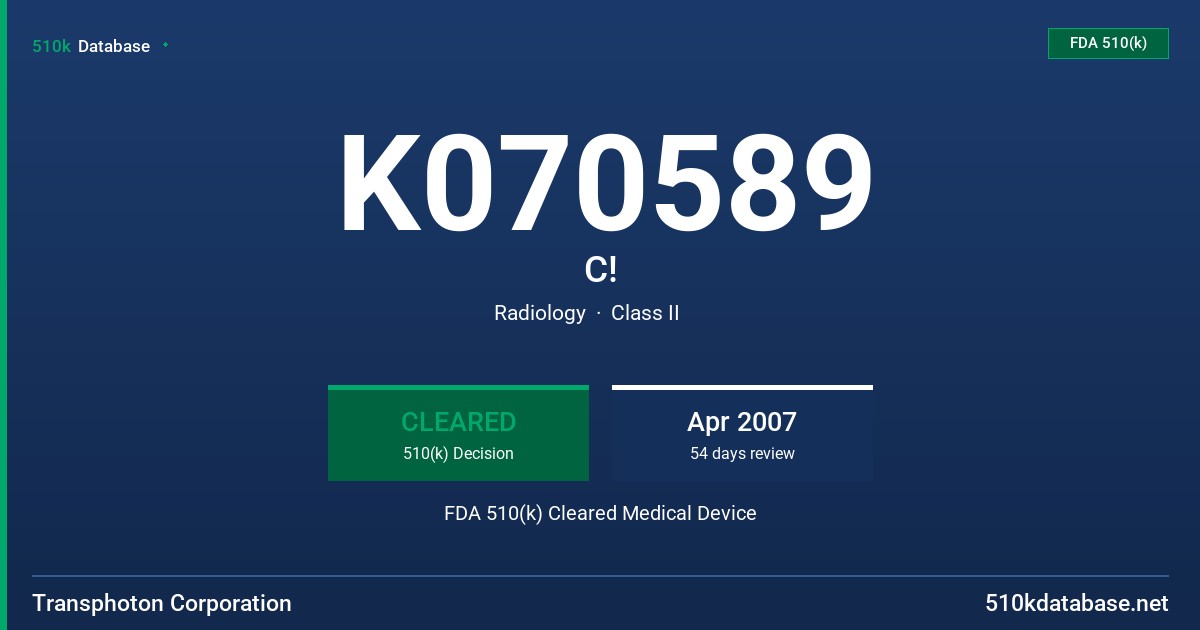 K070589 C! FDA 510(k) Cleared Medical Device