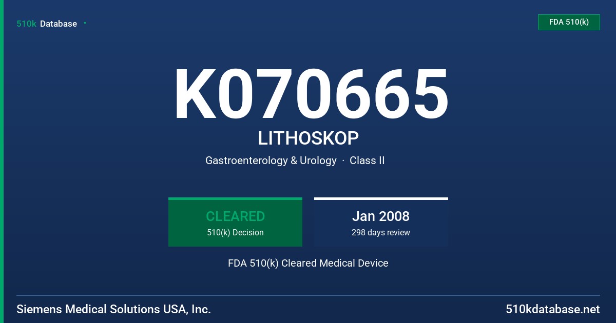 K070665 LITHOSKOP FDA 510(k) Cleared Medical Device