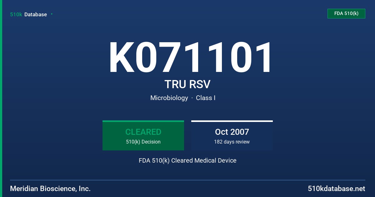 K071101 TRU RSV FDA 510(k) Cleared Medical Device