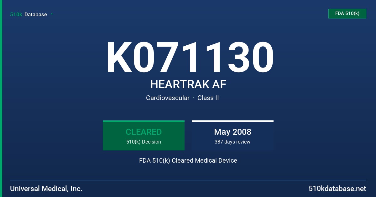 K071130 HEARTRAK AF FDA 510(k) Cleared Medical Device