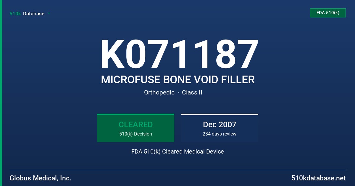 K071187 MICROFUSE BONE VOID FILLER FDA 510(k) Cleared Medical Device