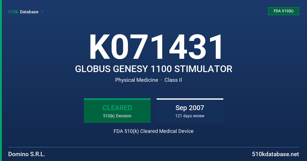 K071431 GLOBUS GENESY 1100 STIMULATOR FDA 510(k) Cleared Medical Device