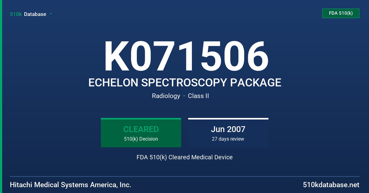 K071506 ECHELON SPECTROSCOPY PACKAGE FDA 510(k) Cleared Medical Device