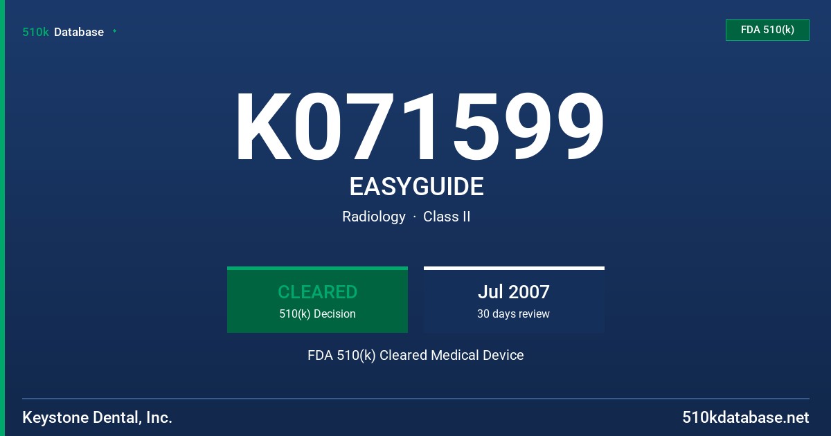 K071599 EASYGUIDE FDA 510(k) Cleared Medical Device