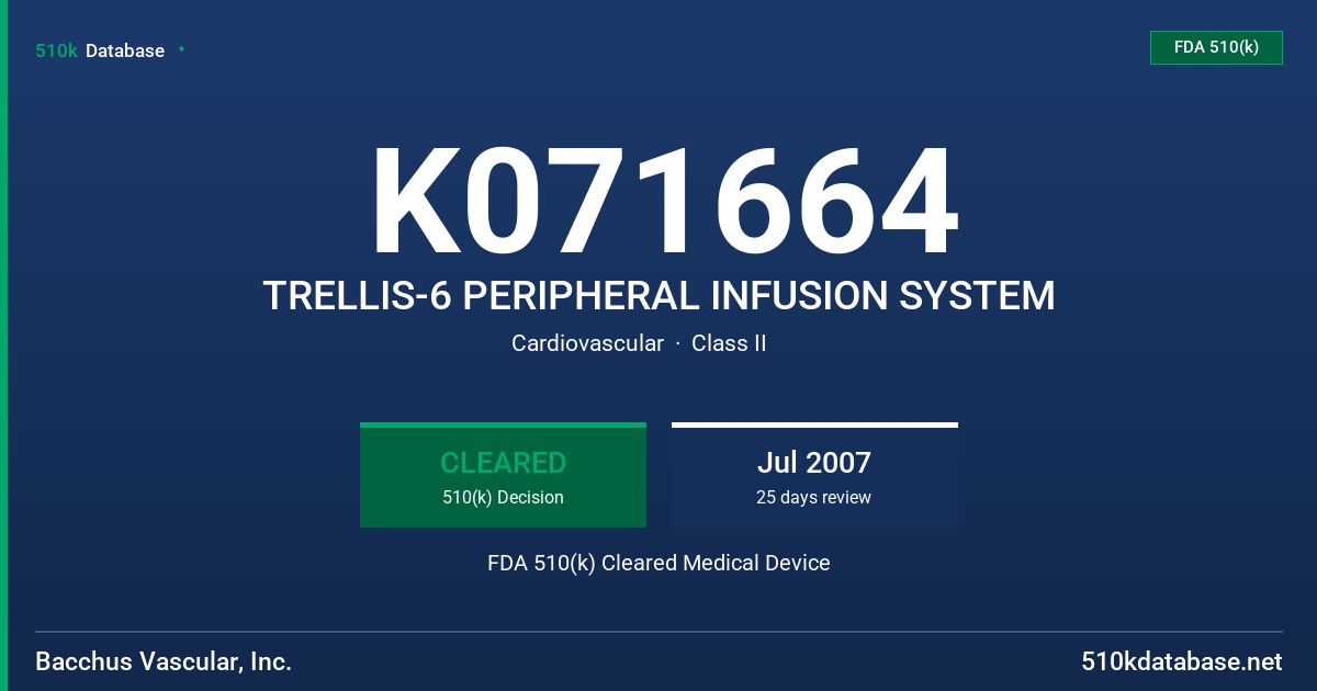 K071664 TRELLIS-6 PERIPHERAL INFUSION SYSTEM FDA 510(k) Cleared Medical Device