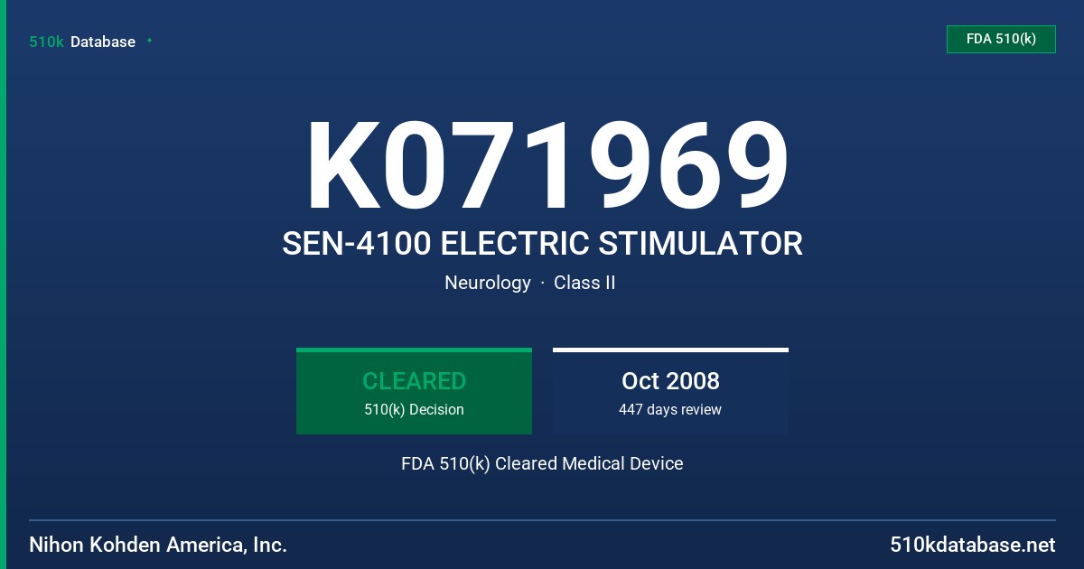K071969 SEN-4100 ELECTRIC STIMULATOR FDA 510(k) Cleared Medical Device