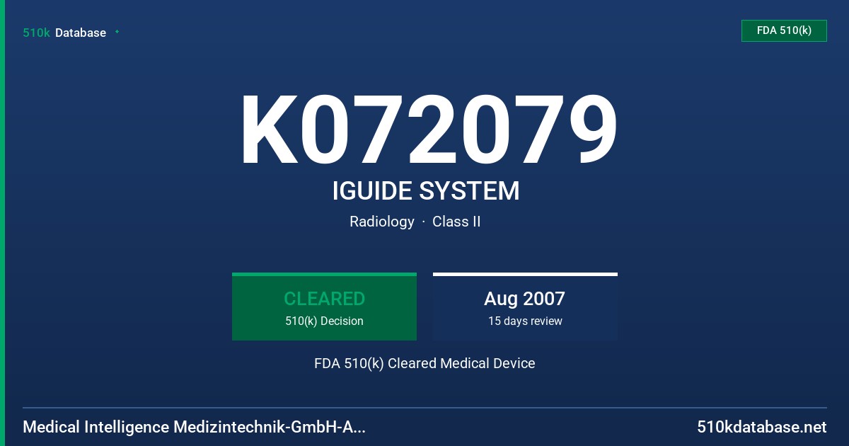 K072079 IGUIDE SYSTEM FDA 510(k) Cleared Medical Device