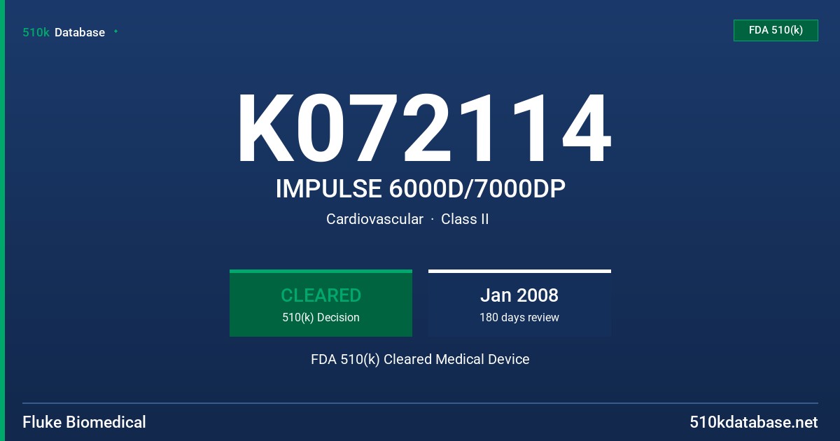 K072114 IMPULSE 6000D/7000DP FDA 510(k) Cleared Medical Device