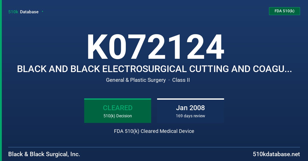 K072124 BLACK AND BLACK ELECTROSURGICAL CUTTING AND COAGULATION FORCEPS AND ELECTRODES FDA 510(k) Cleared Medical Device