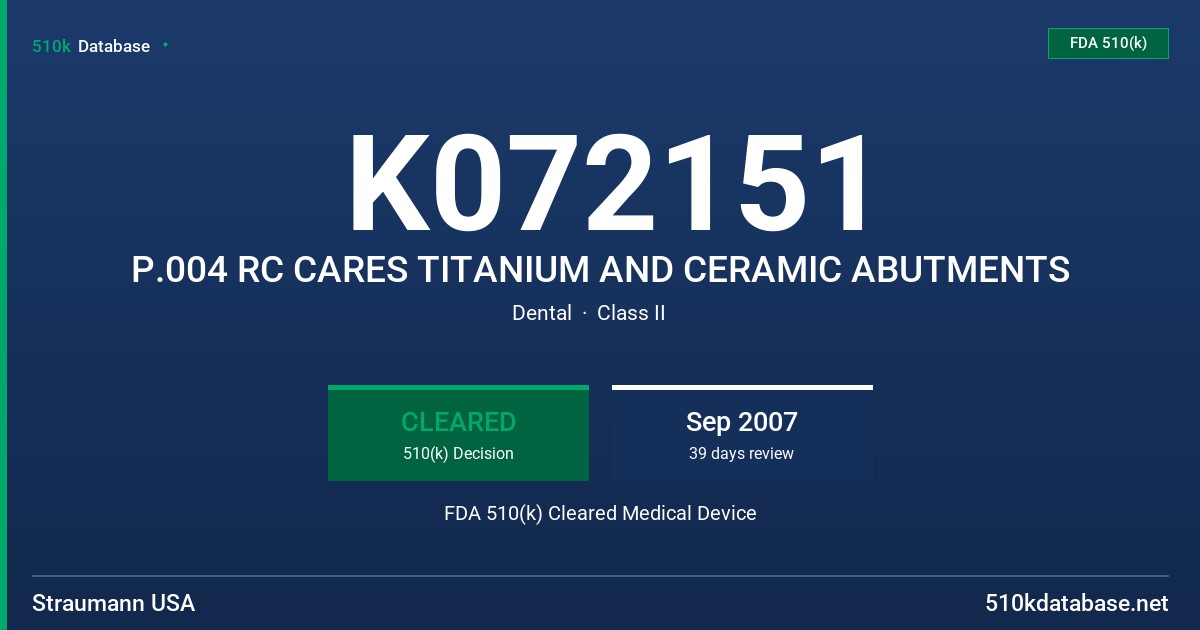 K072151 P.004 RC CARES TITANIUM AND CERAMIC ABUTMENTS FDA 510(k) Cleared Medical Device