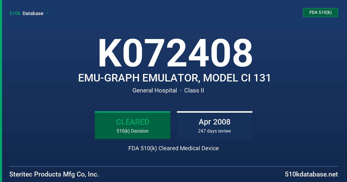 K072408 EMU-GRAPH EMULATOR, MODEL CI 131 FDA 510(k) Cleared Medical Device