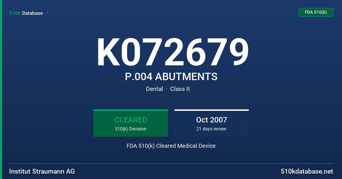 K072679 P.004 ABUTMENTS FDA 510(k) Cleared Medical Device