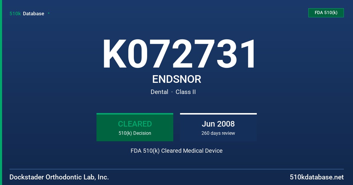 K072731 ENDSNOR FDA 510(k) Cleared Medical Device