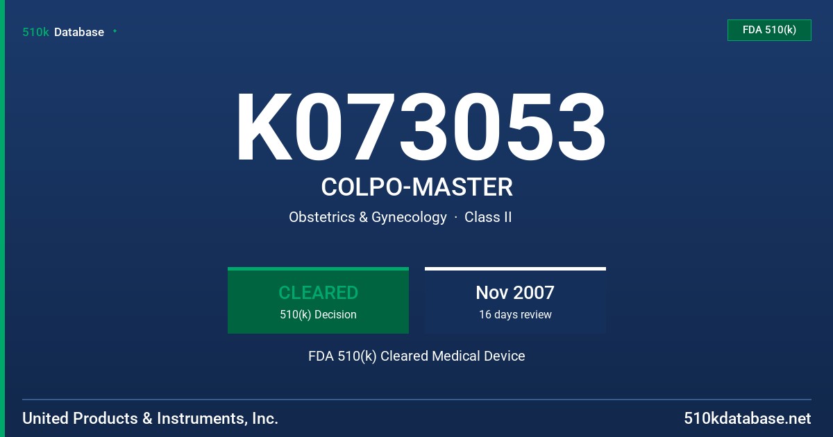 K073053 COLPO-MASTER FDA 510(k) Cleared Medical Device