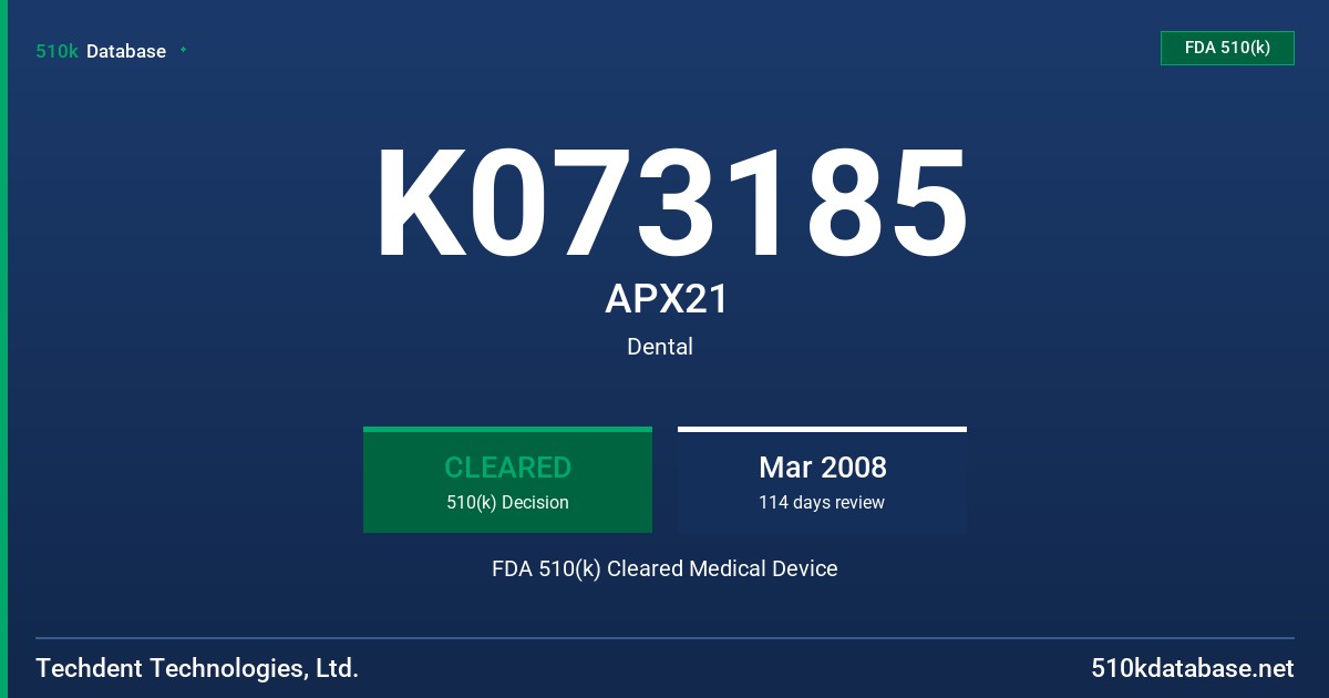 K073185 APX21 FDA 510(k) Cleared Medical Device