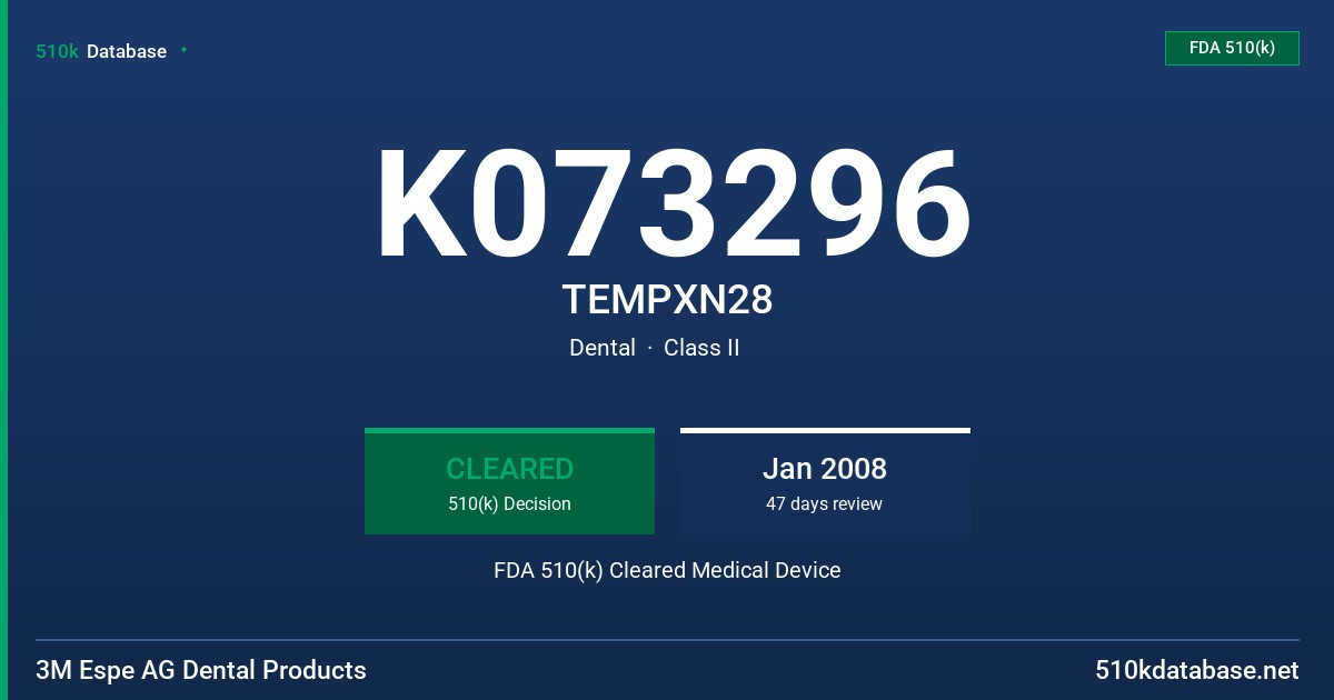K073296 TEMPXN28 FDA 510(k) Cleared Medical Device