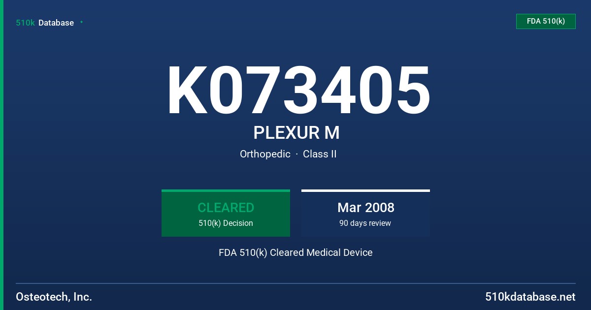 K073405 PLEXUR M FDA 510(k) Cleared Medical Device