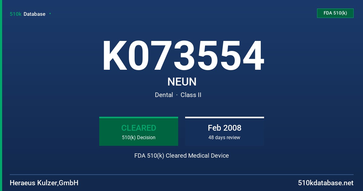 K073554 NEUN FDA 510(k) Cleared Medical Device