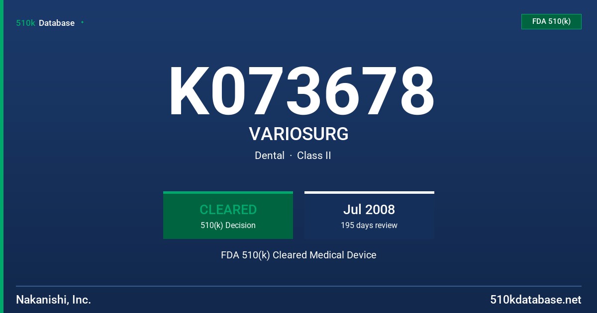 K073678 VARIOSURG FDA 510(k) Cleared Medical Device