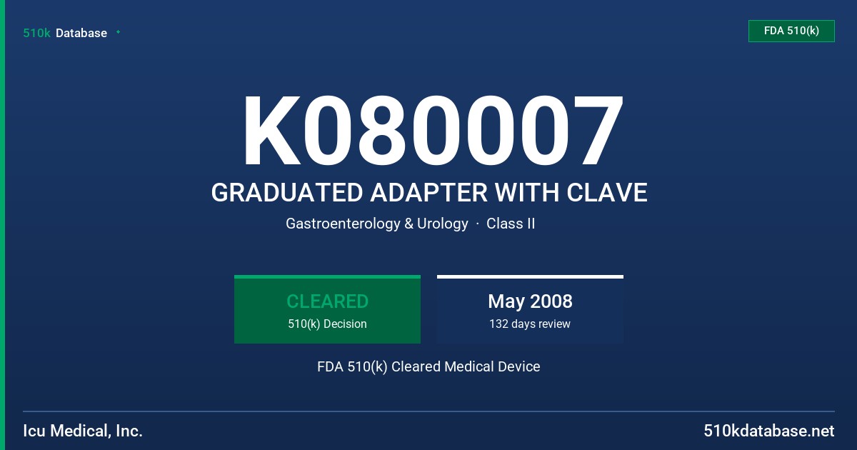 K080007 GRADUATED ADAPTER WITH CLAVE FDA 510(k) Cleared Medical Device