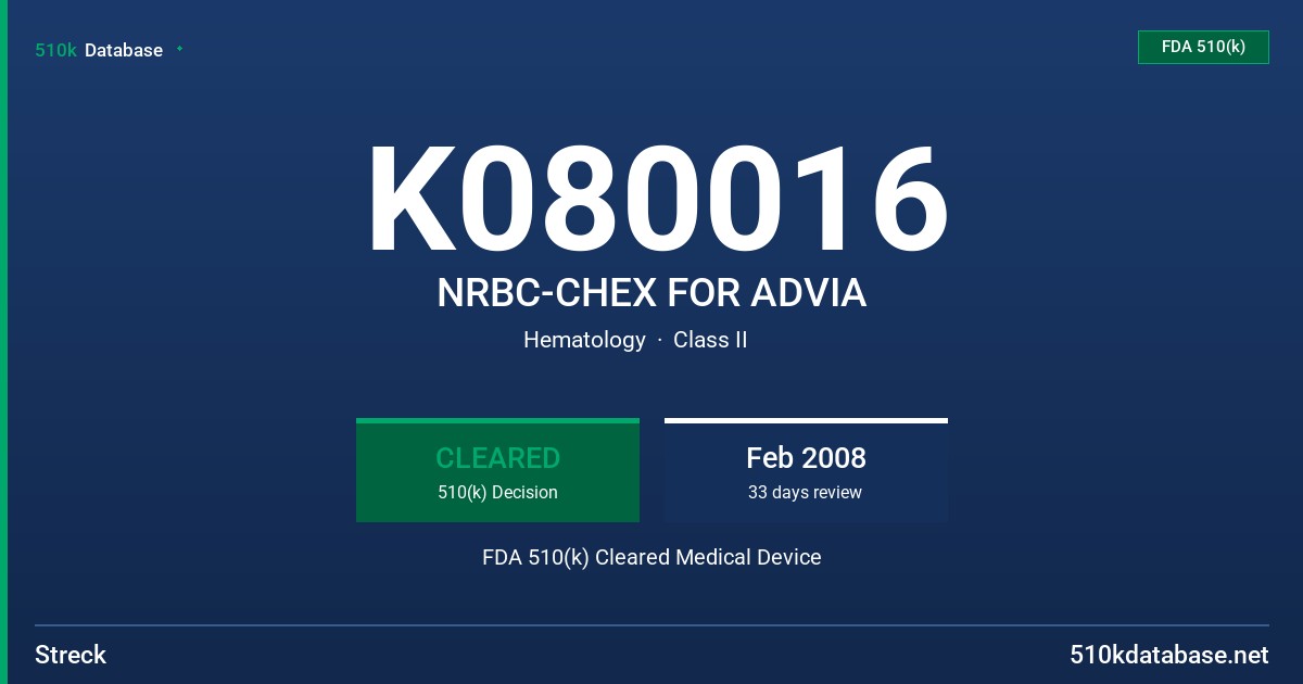 K080016 NRBC-CHEX FOR ADVIA FDA 510(k) Cleared Medical Device
